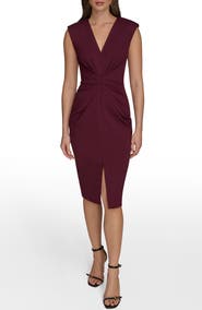 Donna Karan New York Center Ruched Crepe Sheath Dress