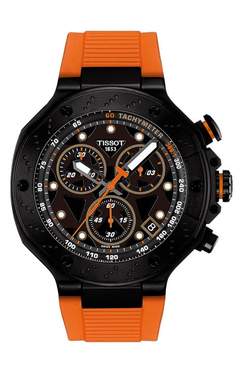 T-Race Chronograph Silicone Strap Watch, 45mm