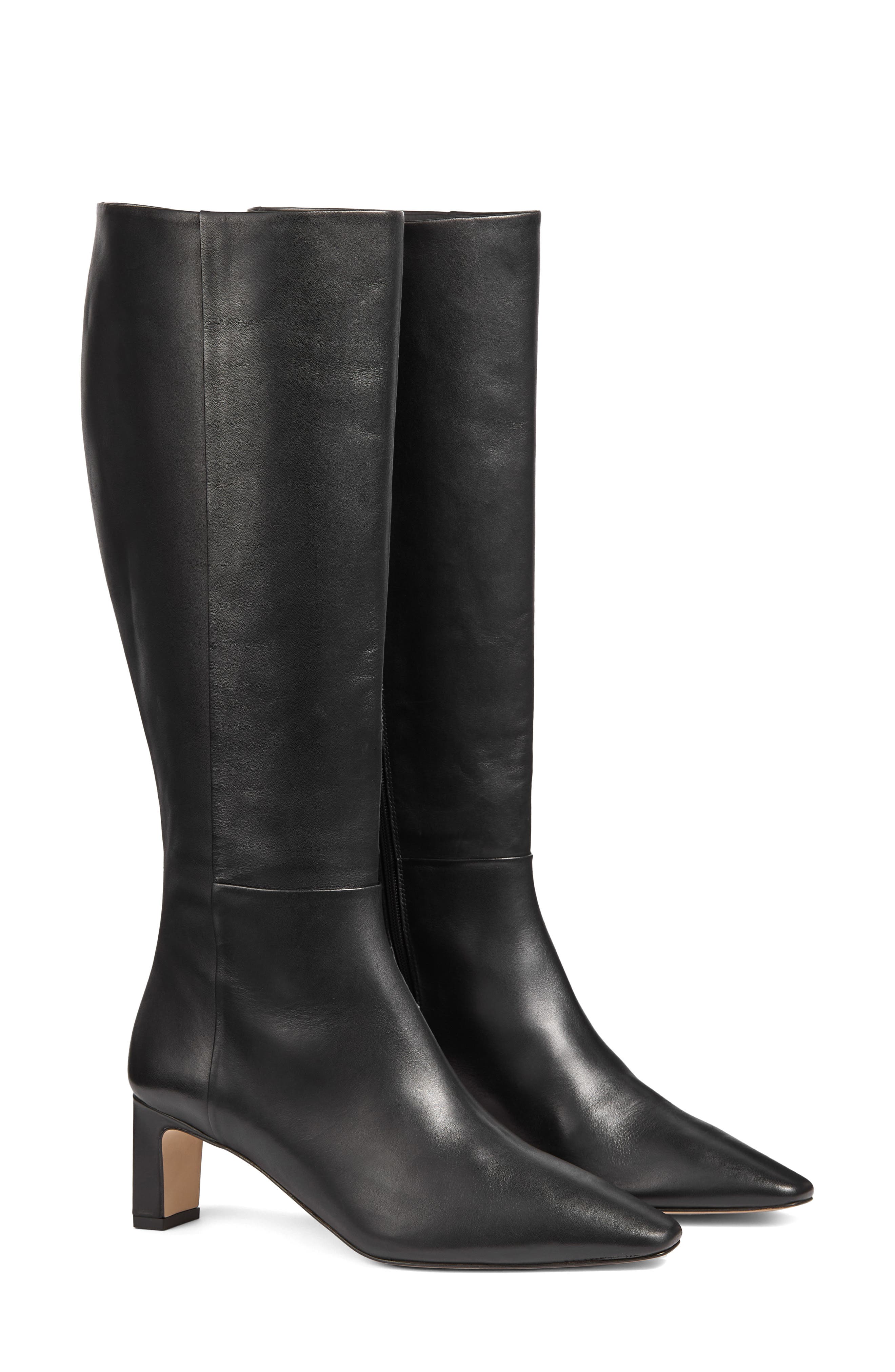 LK Bennett Margarite Mid Heel Knee High Boot, Main, color, Black