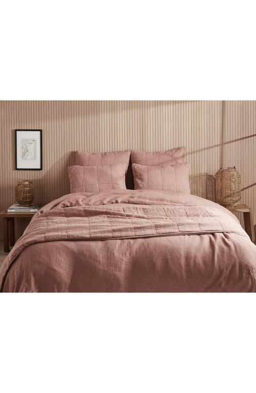 Parachute Linen Box Quilted Sham Set In Brown