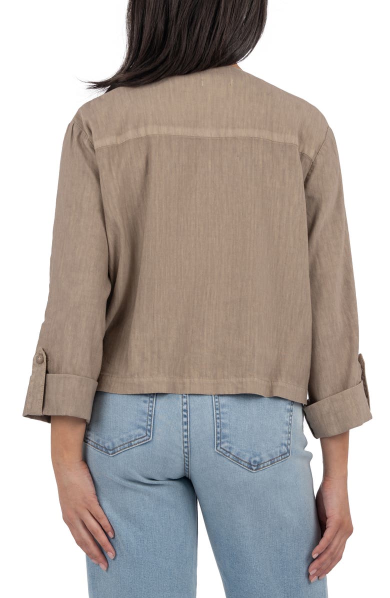 KUT from the Kloth Karie Open Front Linen Blend Jacket, Alternate, color, Khaki
