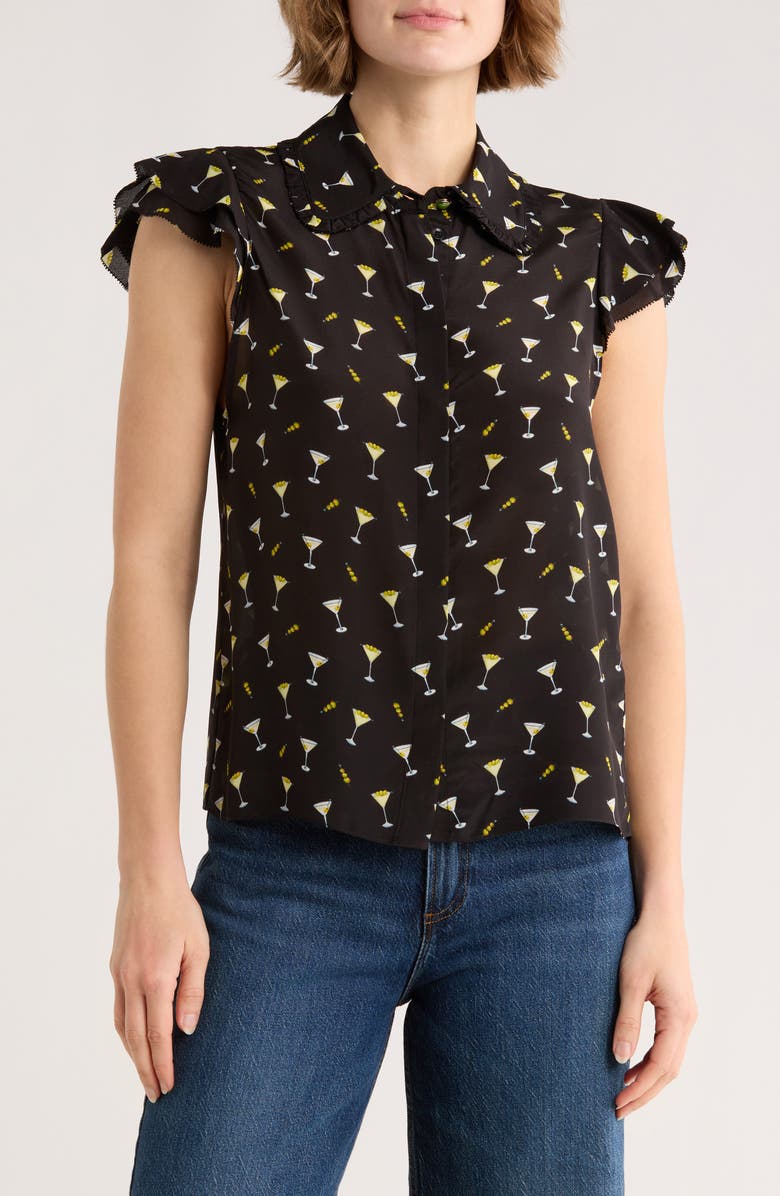 Alice + Olivia Ruffle Silk Blouse, Main, color, Last Call