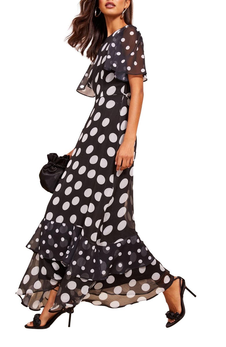 Friends Like These Mixed Dot Chiffon Maxi Dress, Alternate, color, 