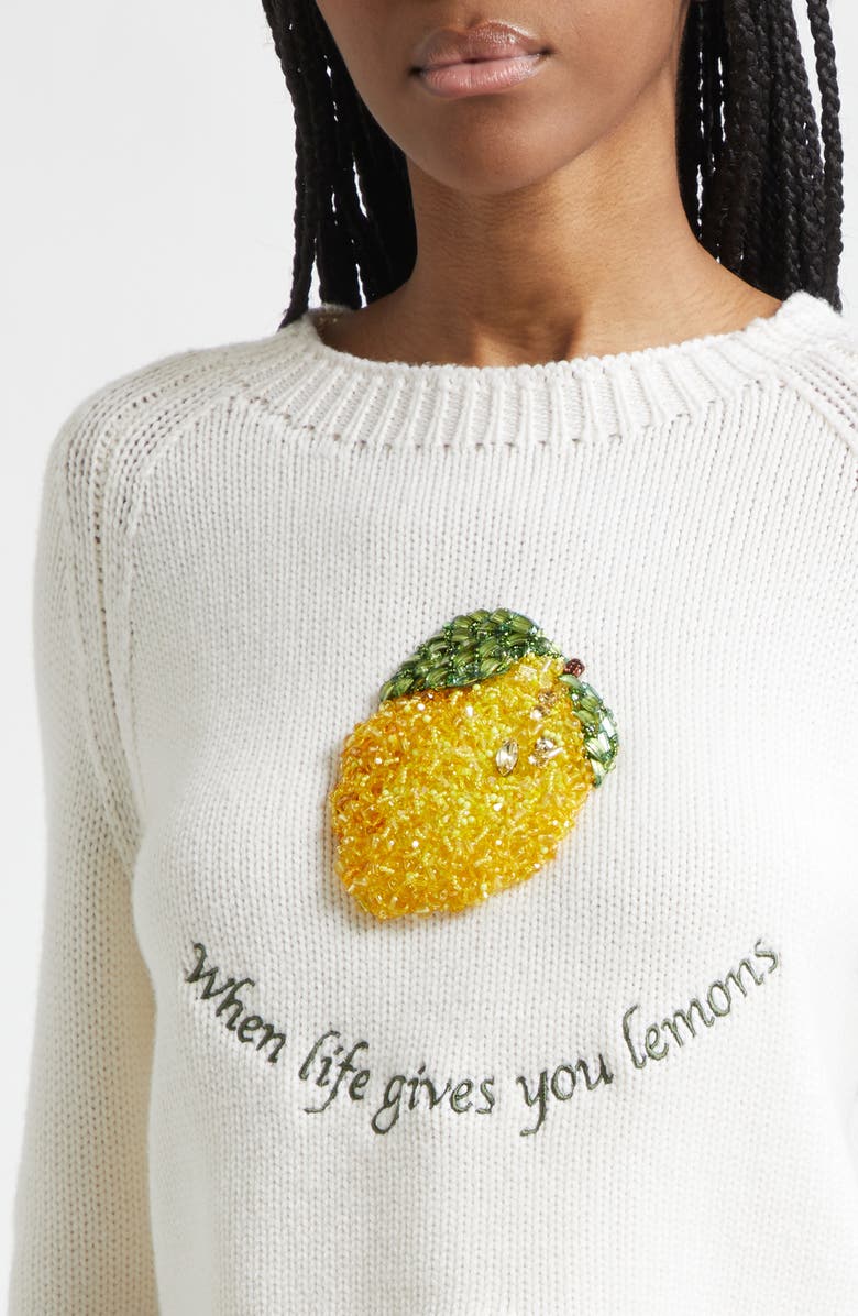 MONSE Back Lacing Beaded Crop Extrafine Merino Wool Sweater, Alternate, color,