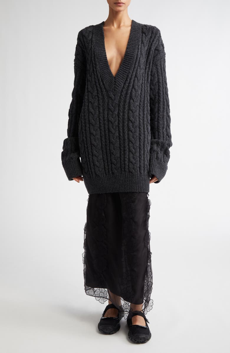 Cecilie Bahnsen Olympia Floral Appliqué Silk Pencil Skirt, Alternate, color,