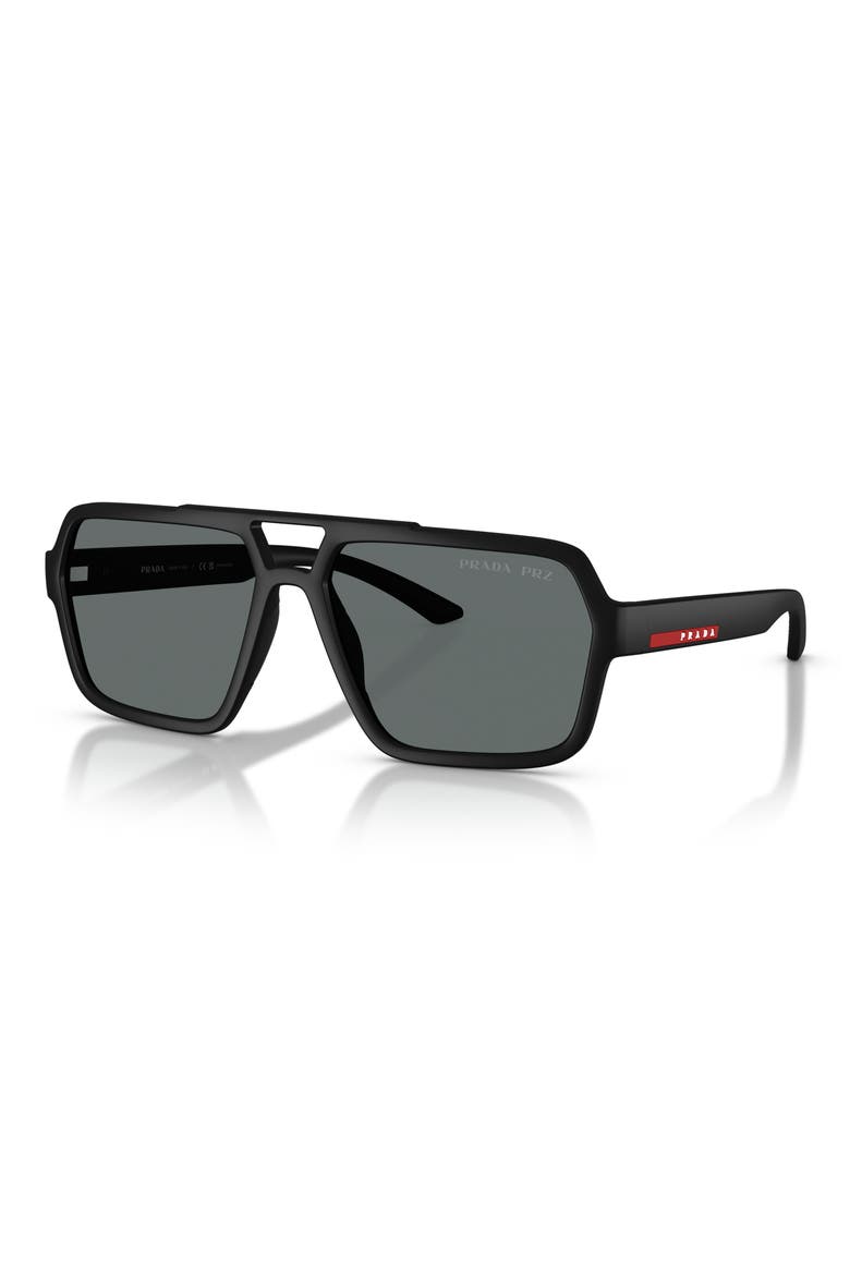 59mm Polarized Pilot Sunglasses, Alternate, color, BLACK RUBBER