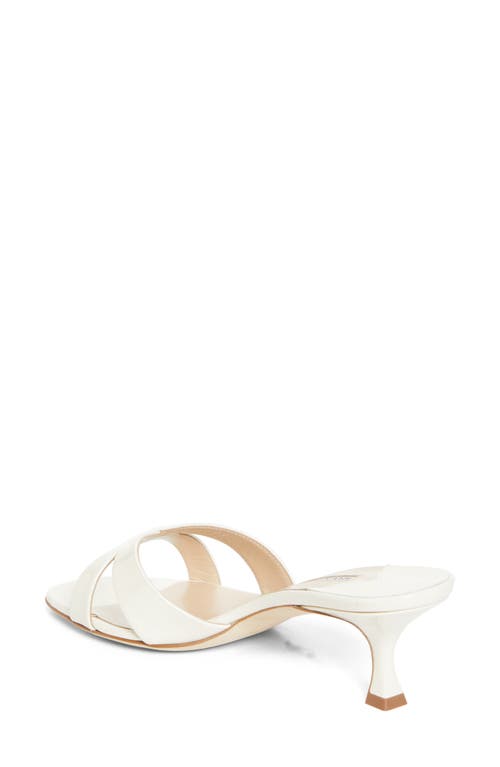 Manolo Blahnik Patent Leather Crisscross Slide Sandals In Light Cream
