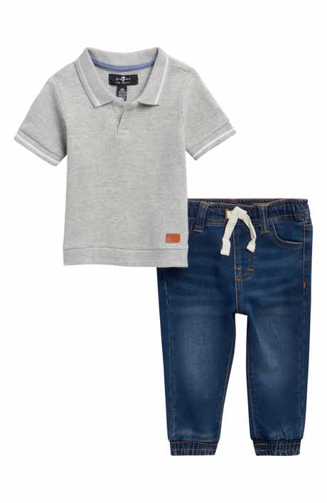 Waffle Knit Polo & Jeans Set