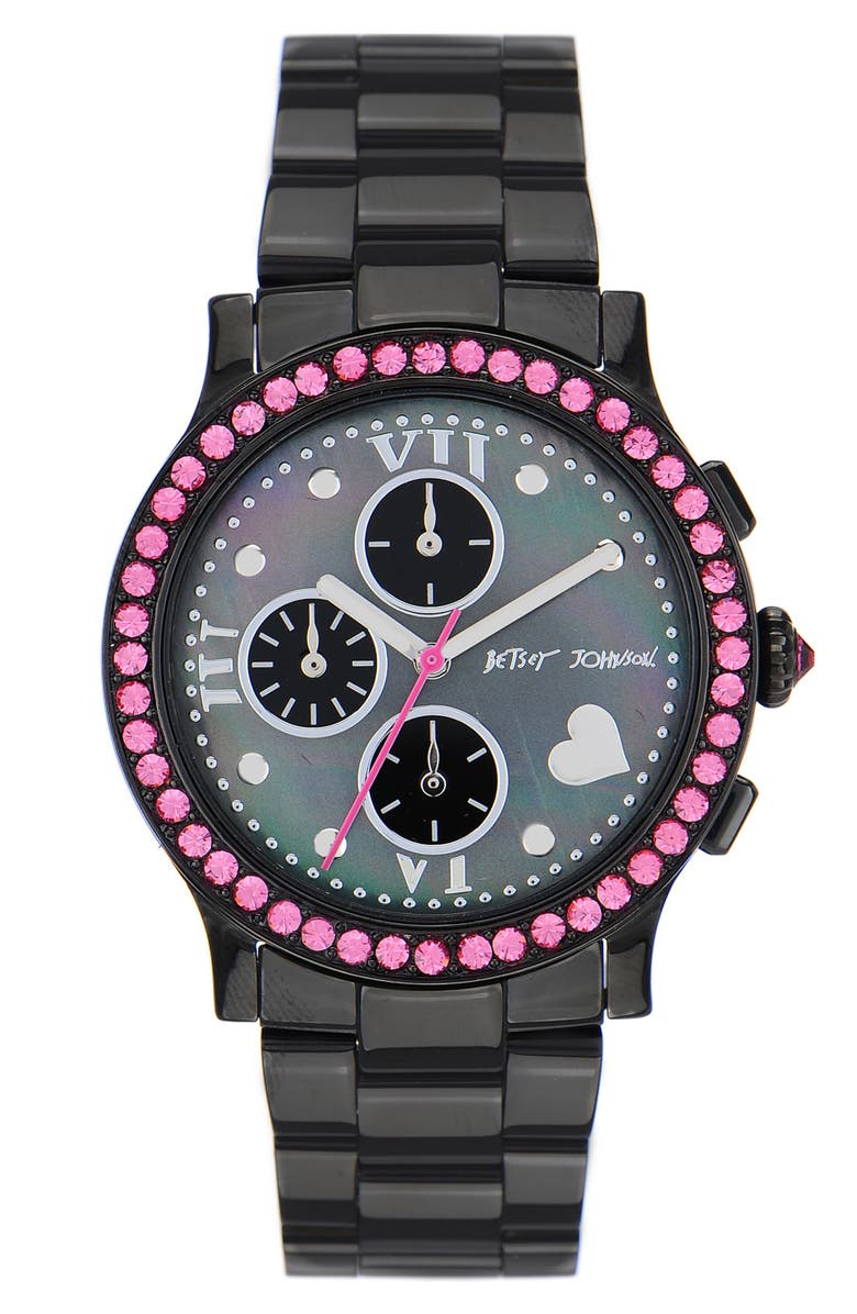 Betsey Johnson 'Bling Bling Time' Bracelet Watch, Main, color, 