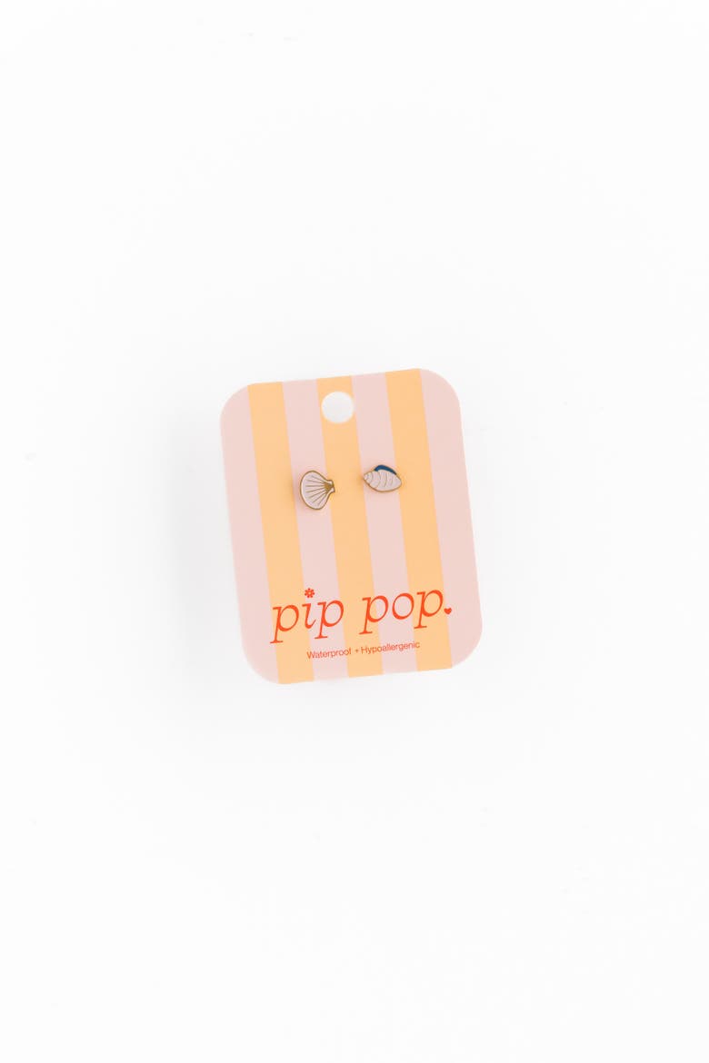 Shell Stud Earrings, Alternate, color, White