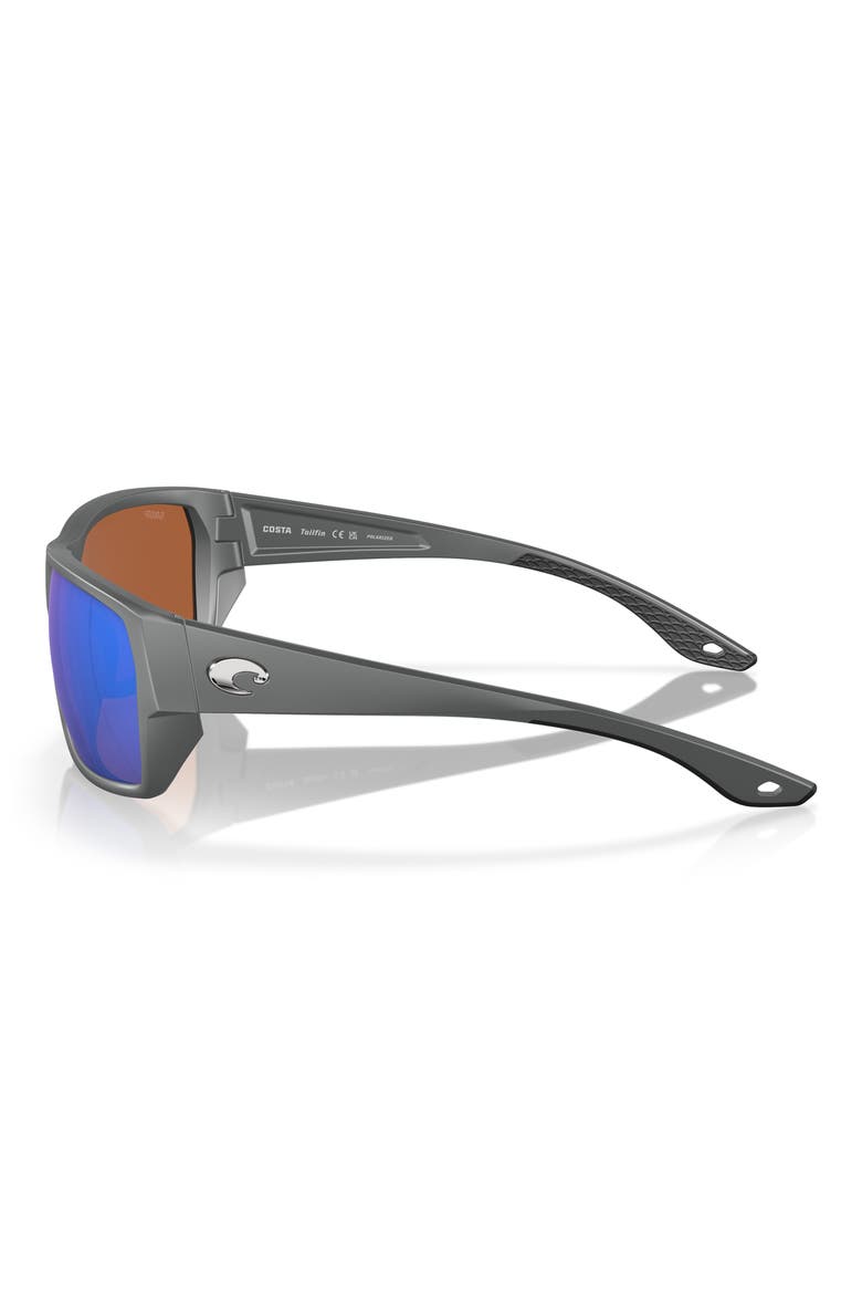 Tailfin 60mm Polarized Rectangular Sunglasses, Alternate, color, MATTE GRAY/ GREEN MIRROR 580P