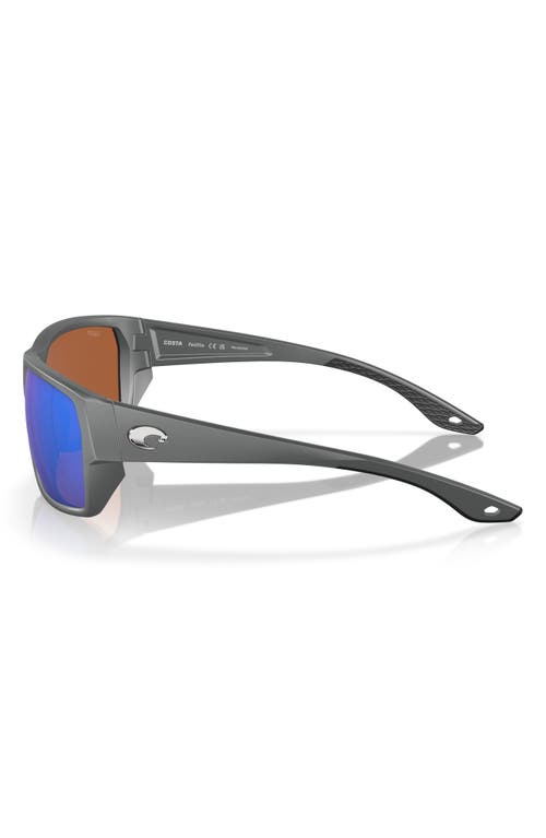 Costa Del Mar Tailfin 57mm Polarized Rectangular Sunglasses In Matte Gray/green Mirror 580p