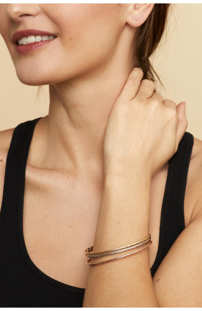 Oradina 14K Gold Skyline Cuff Bangle, Alternate, color, White Gold