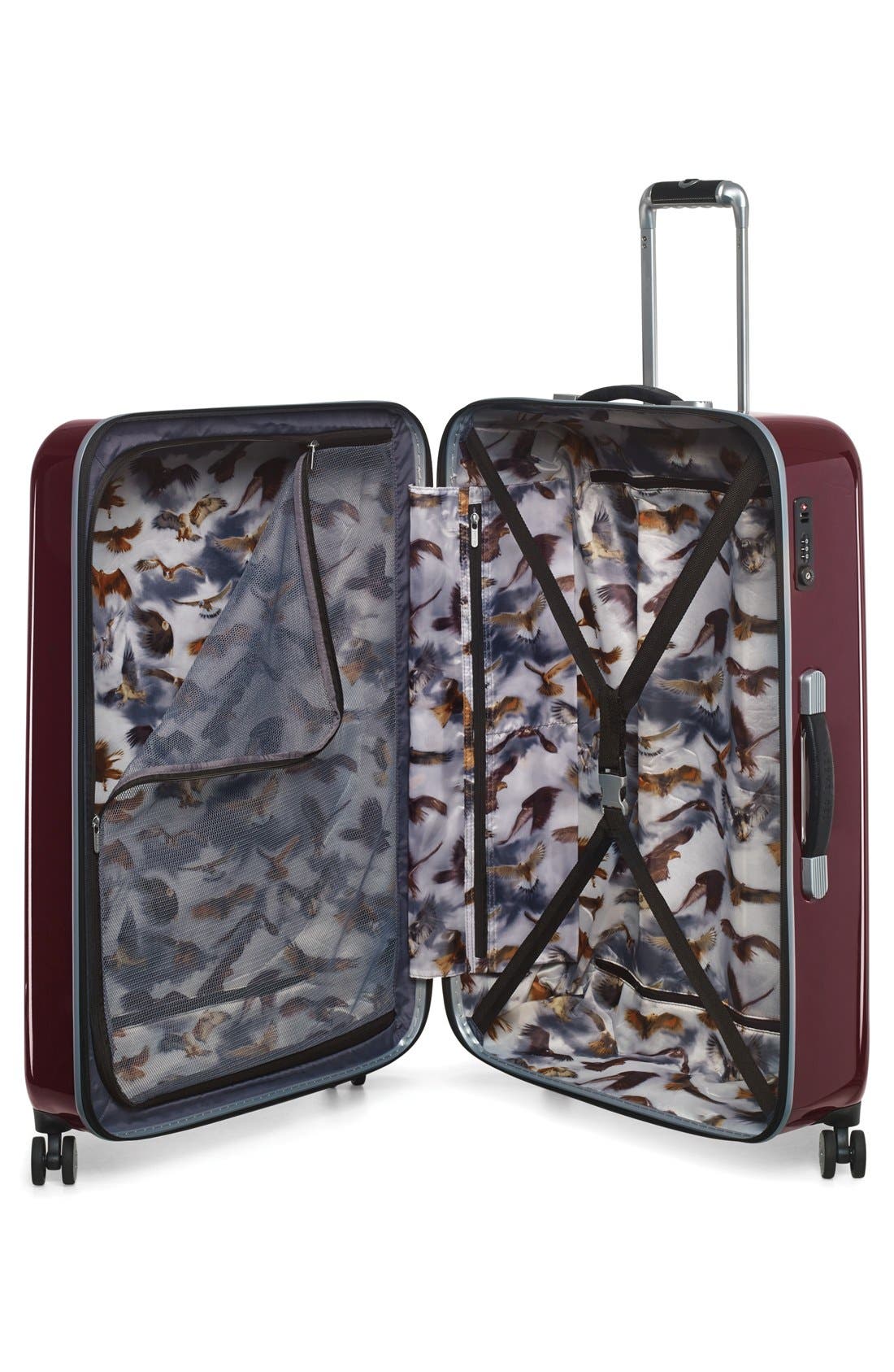 Ted Baker London 'Large Burgundy' Four Wheel Suitcase, Alternate, color, 