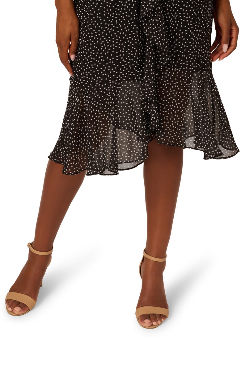 Adrianna Papell Shirred Dot Chiffon Dress, Alternate, color, 