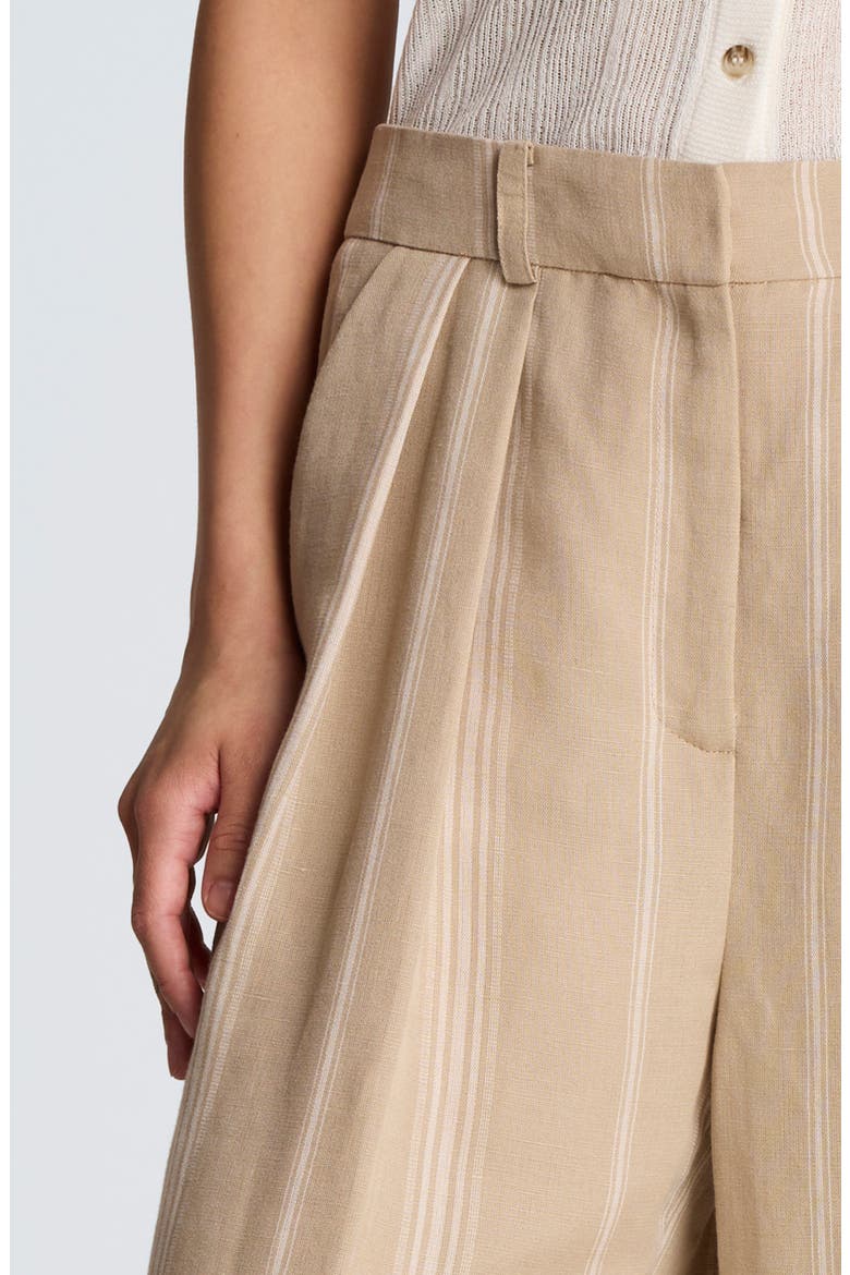 Double Pleat Wide Leg Pants, Alternate, color, TILESTRIPES TAUPE / WHITE