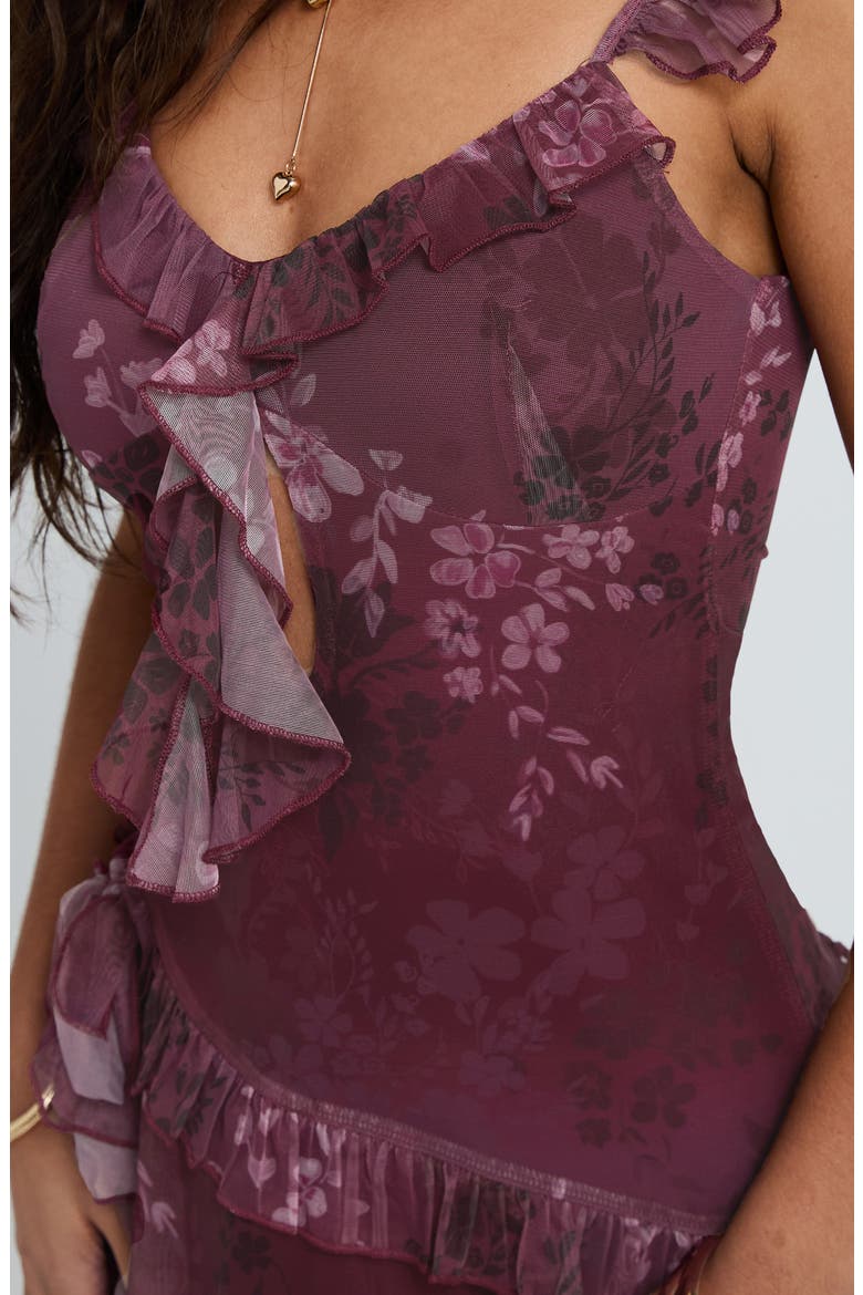 Ballad Floral Ruffle Cocktail Minidress, Alternate, color, MULTI