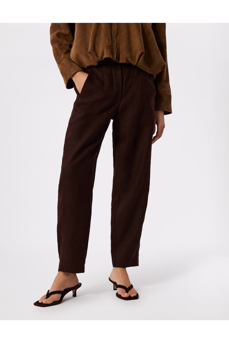Linen Barrel Leg Trouser, Main, color, Brown