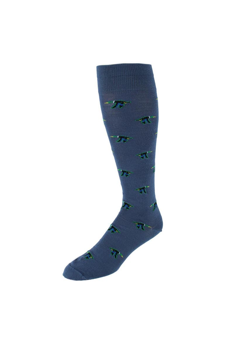 Flying South Mallard Ducks Novelty Merino Wool Over the Calf Socks, Main, color, Blue