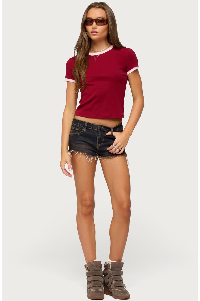 Opaline Contrast Trim T-Shirt, Alternate, color, BURGUNDY