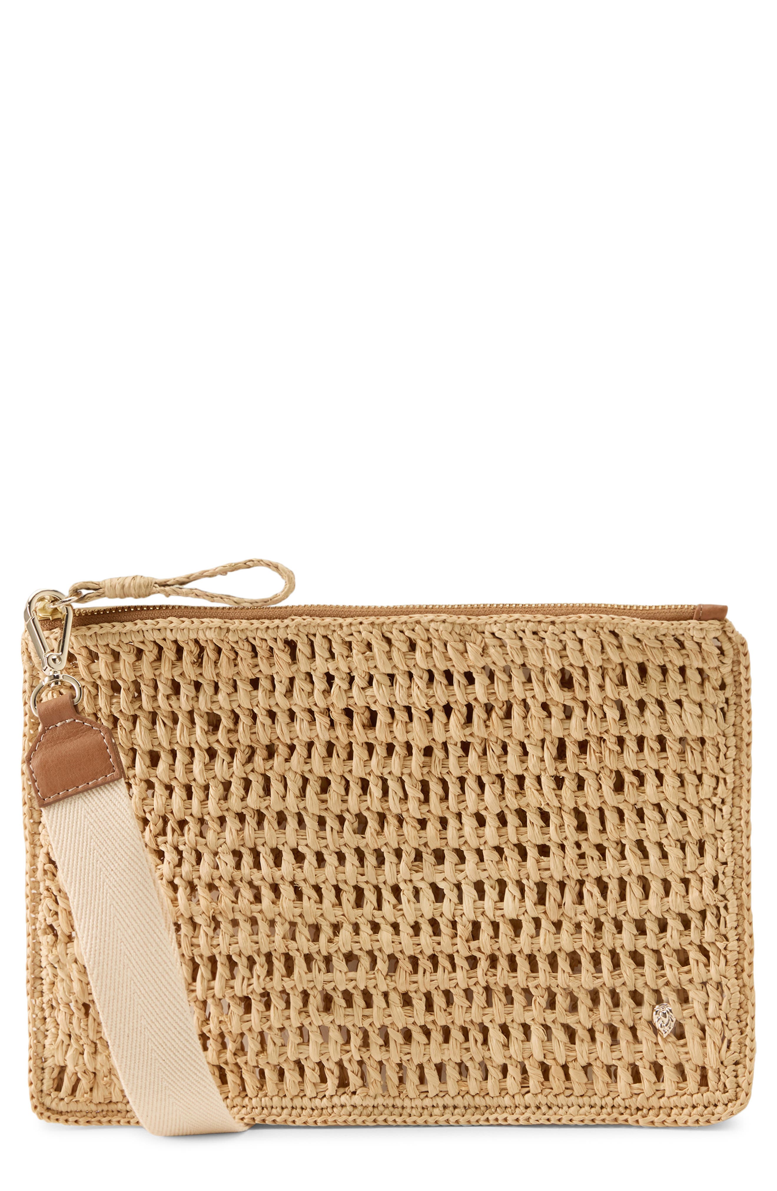 Helen Kaminski Dayani Crochet Raffia Clutch, Main, color, 