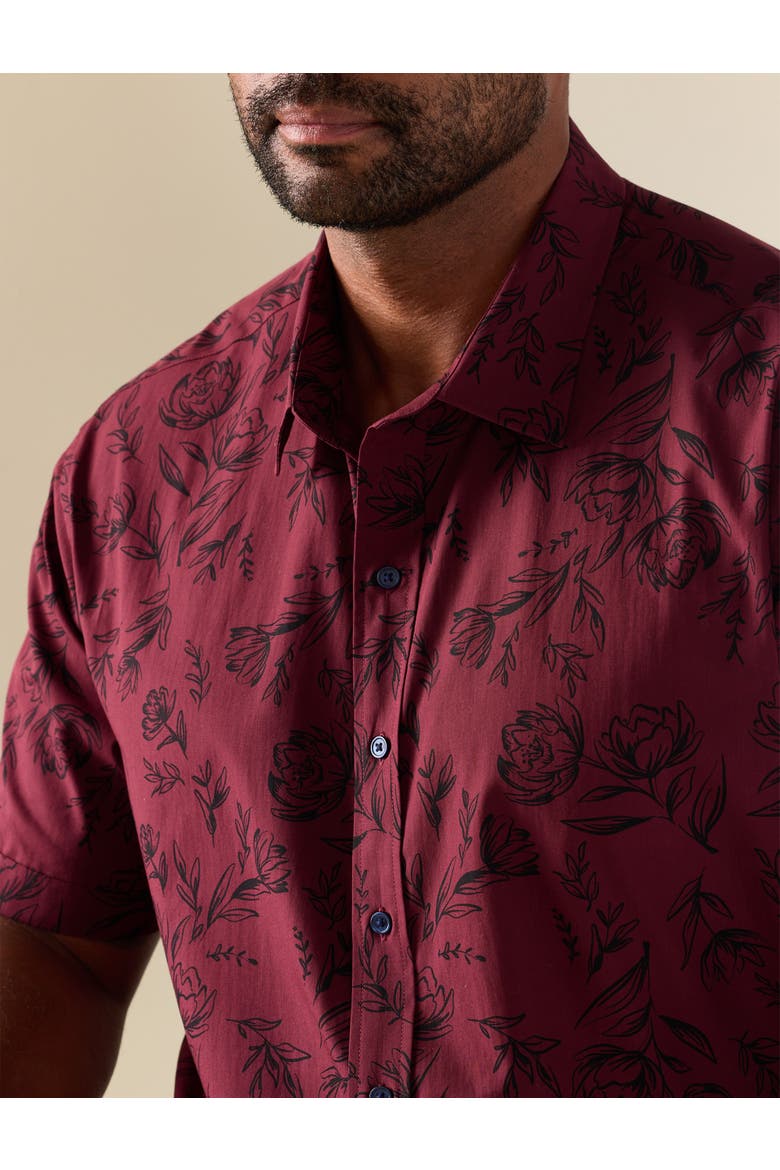 Big & Tall Tonal Floral Sport Shirt V4, Alternate, color, WINDSOR WINE