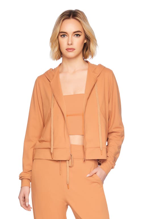 Susana Monaco Front Zip Crop Hoodie In Caramel