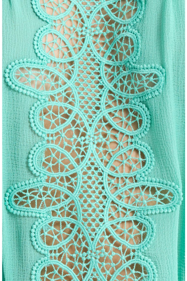 Strapless Embrodiered Cover-Up Dress, Alternate, color, SEAGLASS