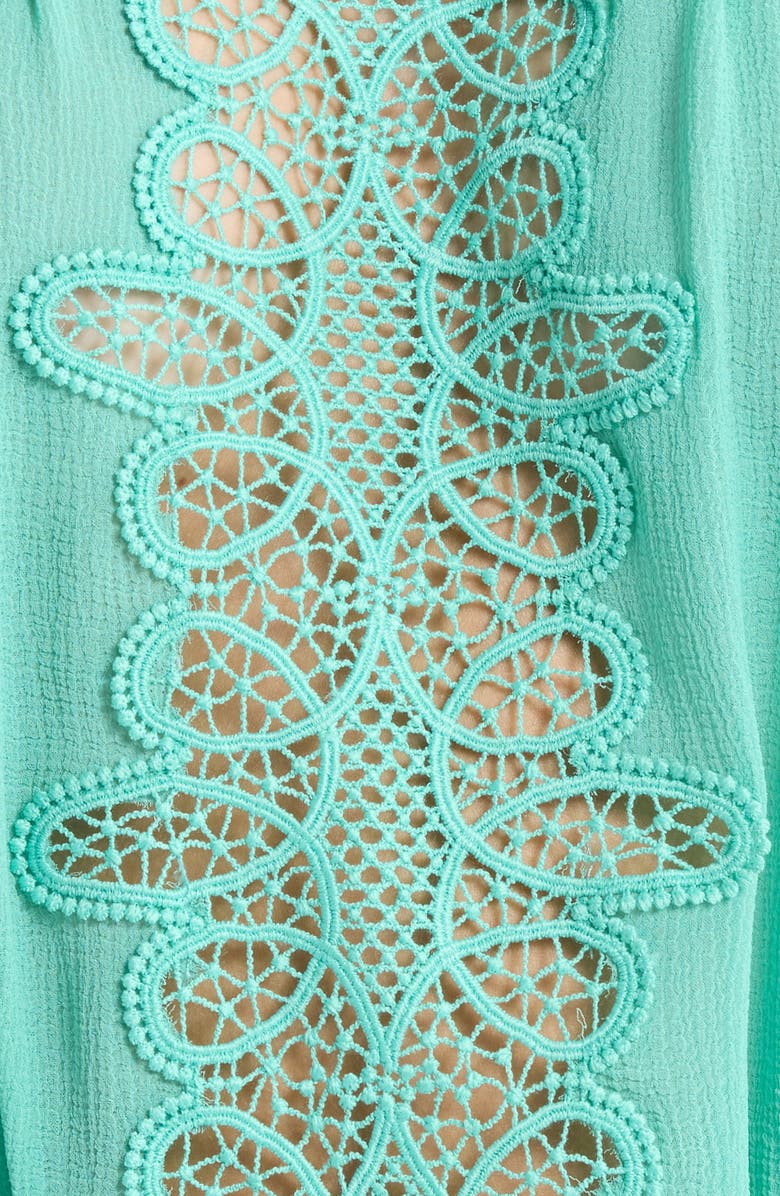 Ramy Brook Strapless Embrodiered Cover-Up Dress, Alternate, color, Seaglass