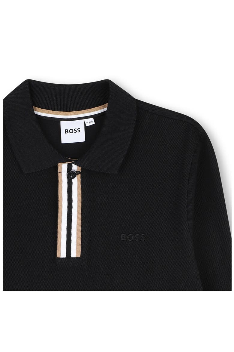 Kids' Long Sleeve Cotton Polo, Alternate, color, BLACK
