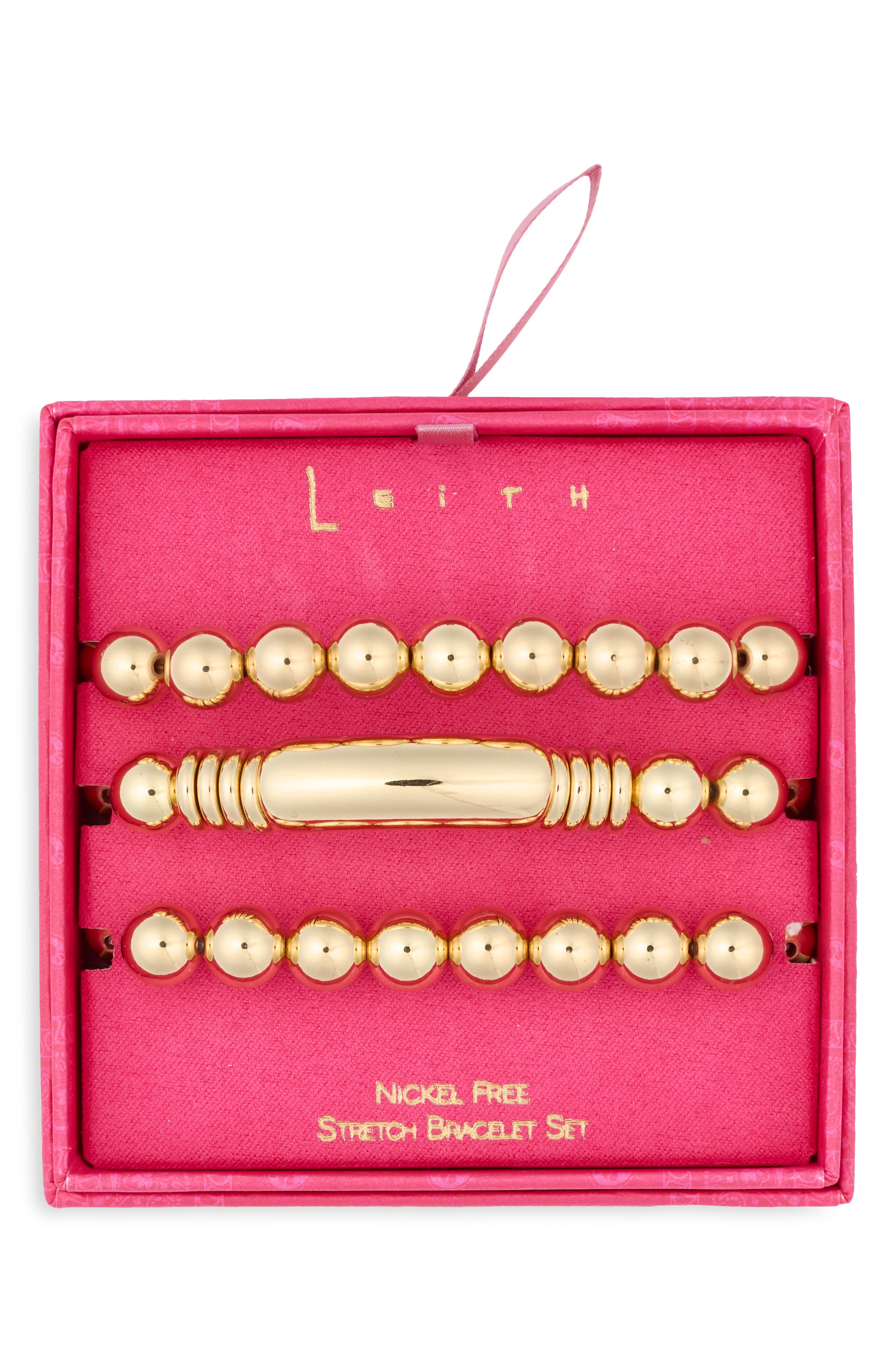 Set of 3 Bar and Bead Stretch Bracelets