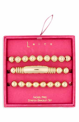 Set of 3 Bar and Bead Stretch Bracelets