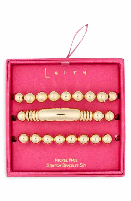 Set of 3 Bar and Bead Stretch Bracelets