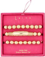 Leith Set of 3 Bar and Bead Stretch Bracelets