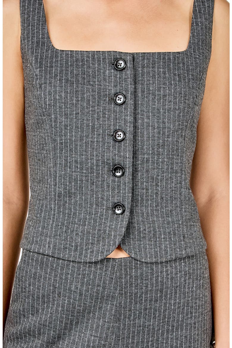 Pinstripe Knit Vest, Alternate, color, GREY