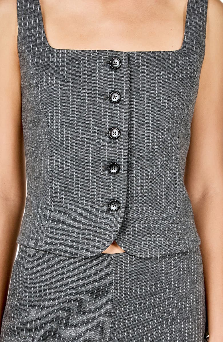 Endless Rose Pinstripe Knit Vest, Alternate, color, Grey