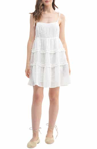 All in Favor Embroidered Tiered Minidress