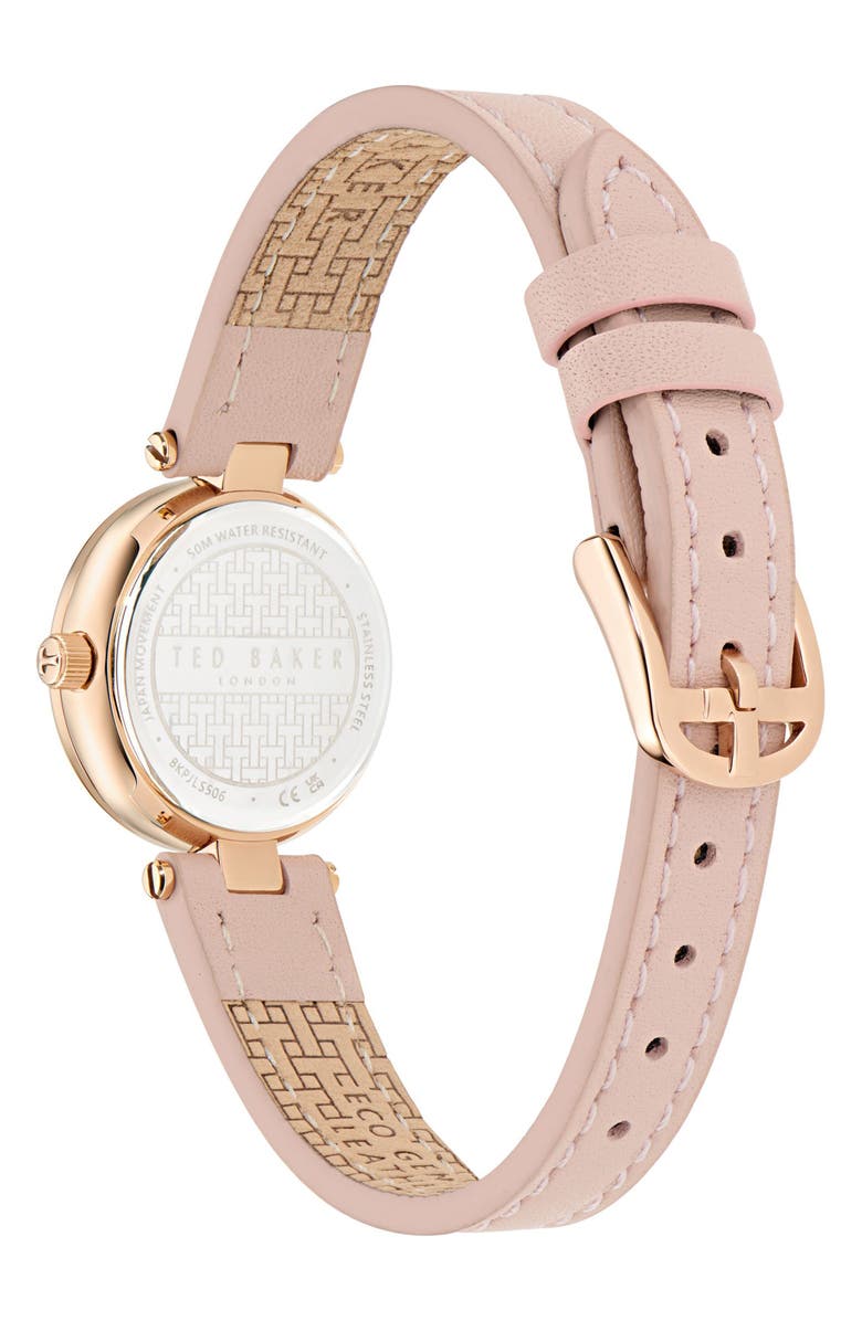 Ted Baker Jolyye Leather Strap Watch, 24mm, Alternate, color, Pink