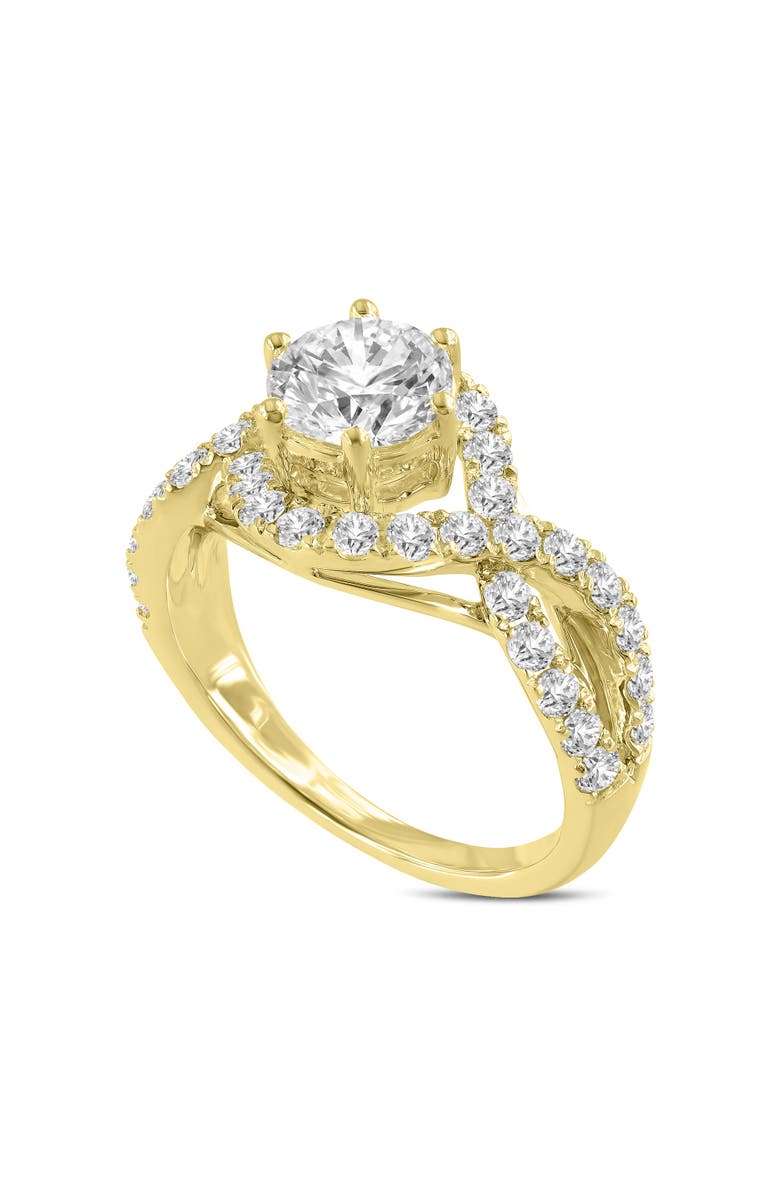 LuvMyJewelry Ondine 14K Yellow Gold Round Cut Lab Grown Diamond Spiral Halo Engagement Ring - 2.0 Ct, Main, color, 14K Yellow Gold
