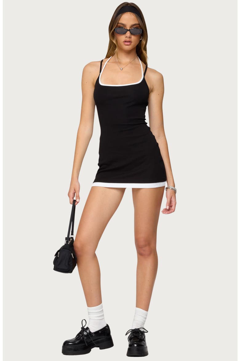 Contrast Layered Look Minidress, Alternate, color, BLACK