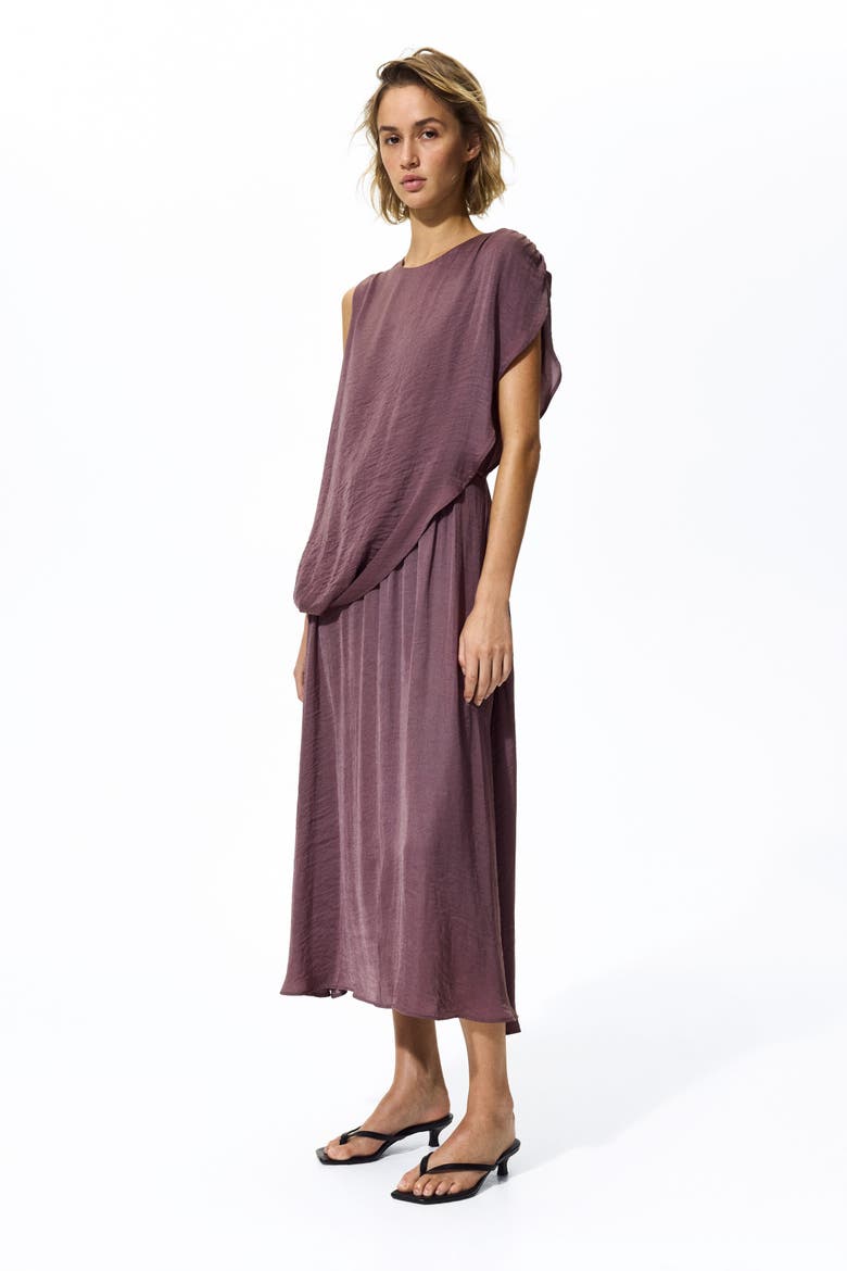 Draped Satin Dress, Main, color, Dark purple