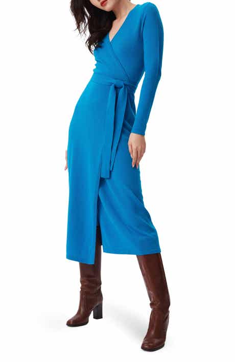 Astrid Long Sleeve Wool & Cashmere Wrap Sweater Dress