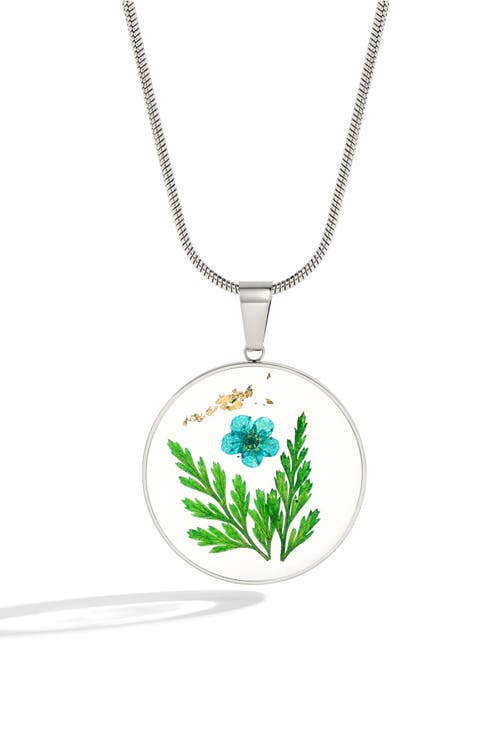 Mint & Lily Pressed Birth Flower Necklace In Metallic