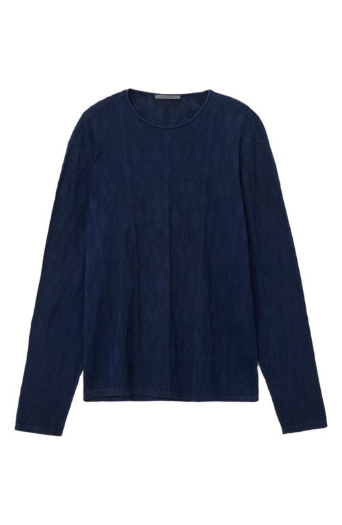 John Varvatos Brycen Broken Argyle Organic Cotton Sweater In Blue