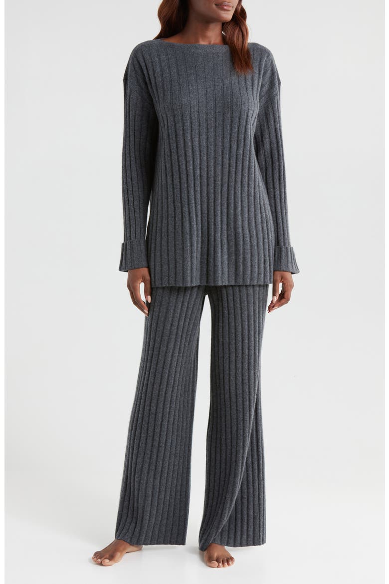 Ribbed Cashmere Lounge Set, Main, color, GREY DARK CHARCOAL HEATHER