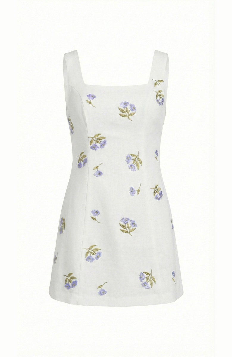 Modenaire Floral Embroidered Open Back Mini Dress, Alternate, color, White / Floral