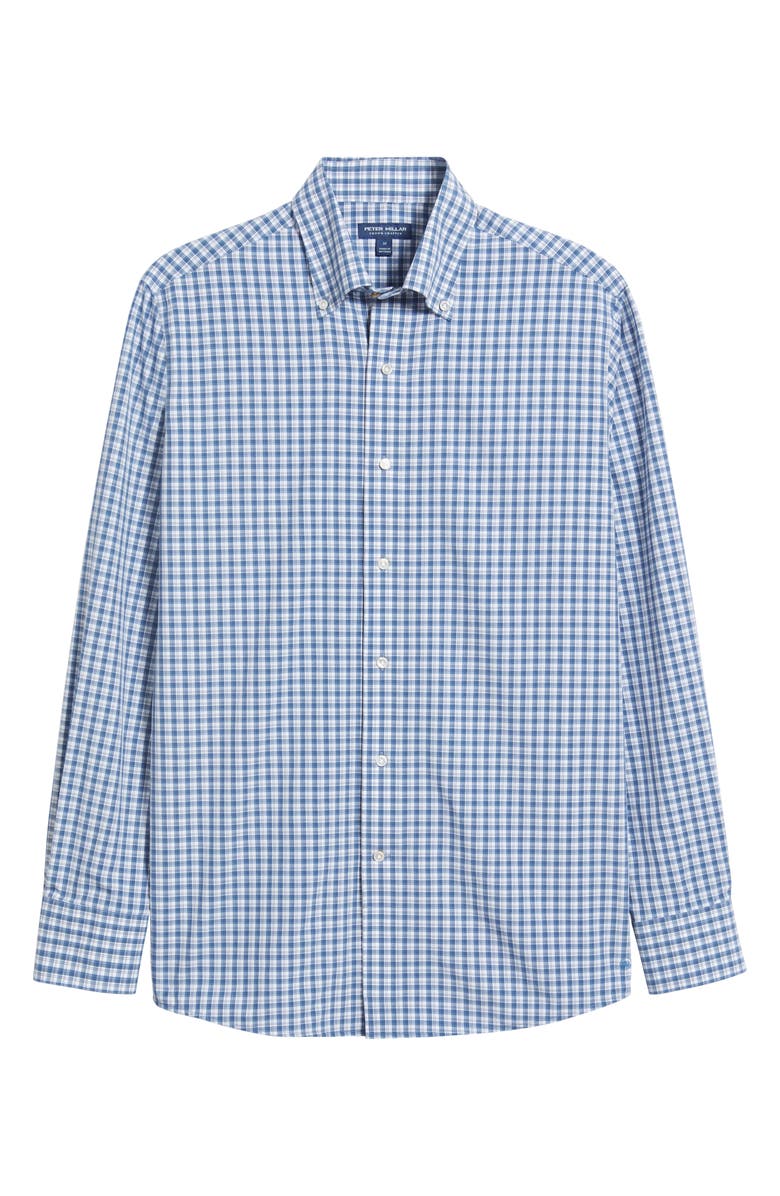 Peter Millar Crown Crafted Davis Performance Poplin Button-Down Shirt, Alternate, color, Ocean Blue