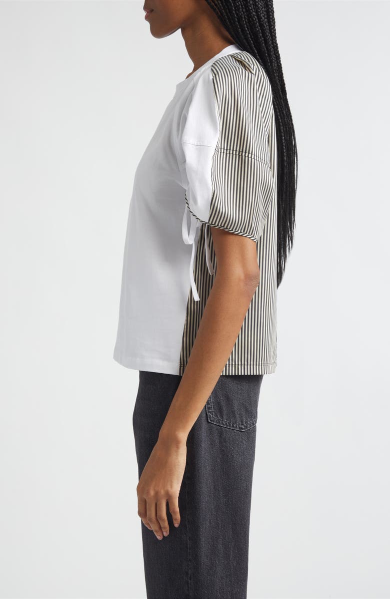 3.1 Phillip Lim Mixed Media Puff Sleeve T-Shirt, Alternate, color, White-Black Multi