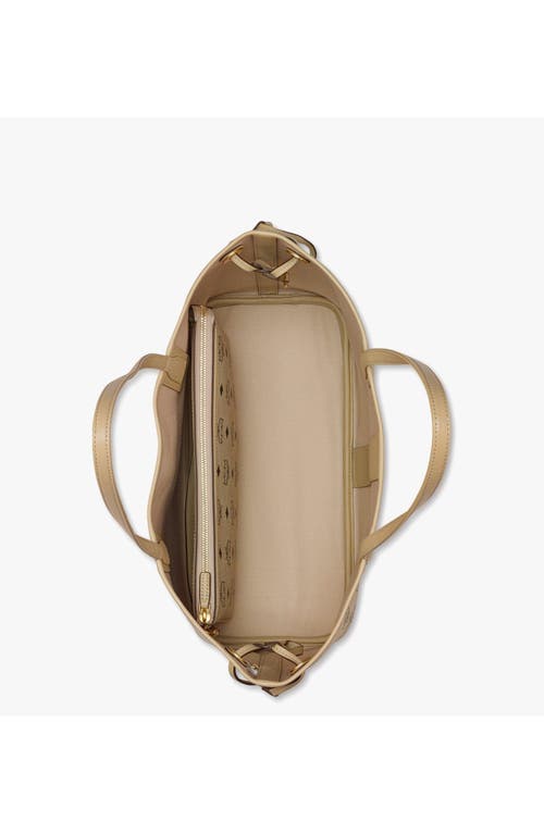 Mcm Medium Liz Reversible Shopper In Beige+black Logo