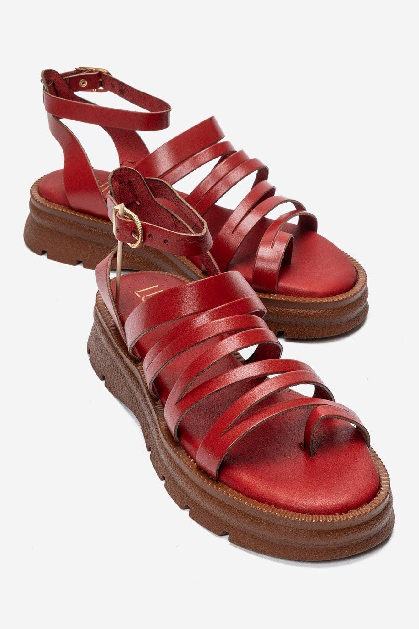 Pelsa Leather Multi Strap Sandal, Main, color, Red